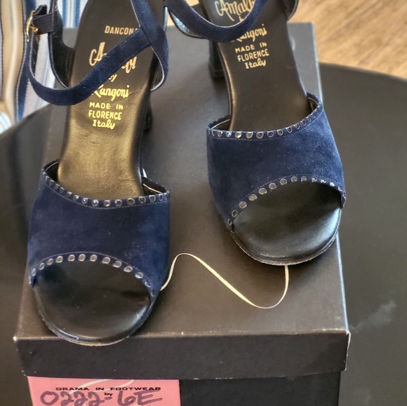 Amalfi by Rangoni made in Florence navy calf skin 8 AAA heel sandals - Picture 5 of 8